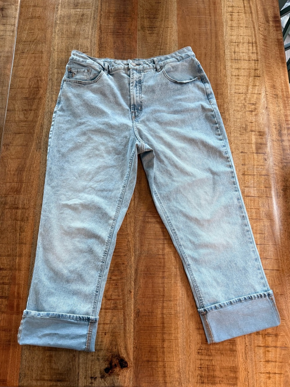 Frye Light Colored Denim High Rise Jeans with Cuffed Hem